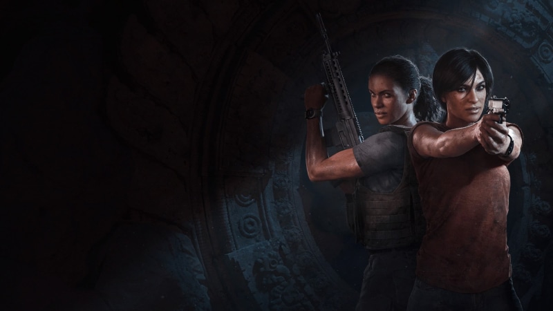 dark, holding, Uncharted : The Lost Legacy, indoors, communication, architecture, men, women, young women, weapon, portrait, two people, 1080P, males