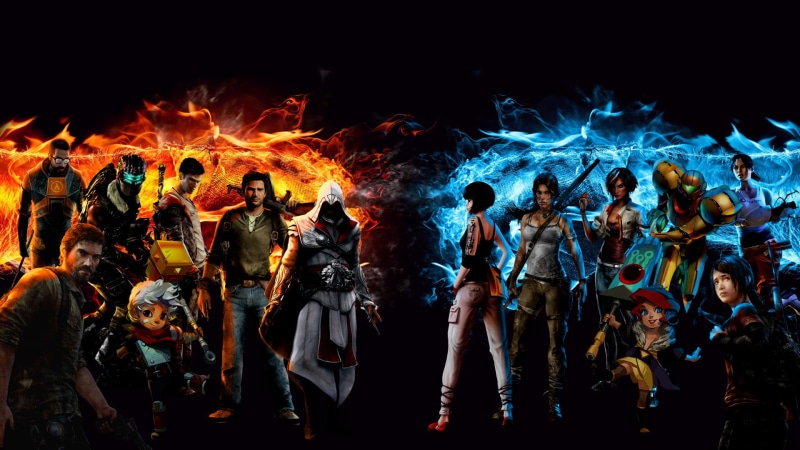 Nilin (Remember Me), Ezio (Assassins Creed), Tomb Raider, Nathan Drake, Bastion (Video Game), Samus Aran, Metroid, The Kid (Bastion), Collage, Video Game