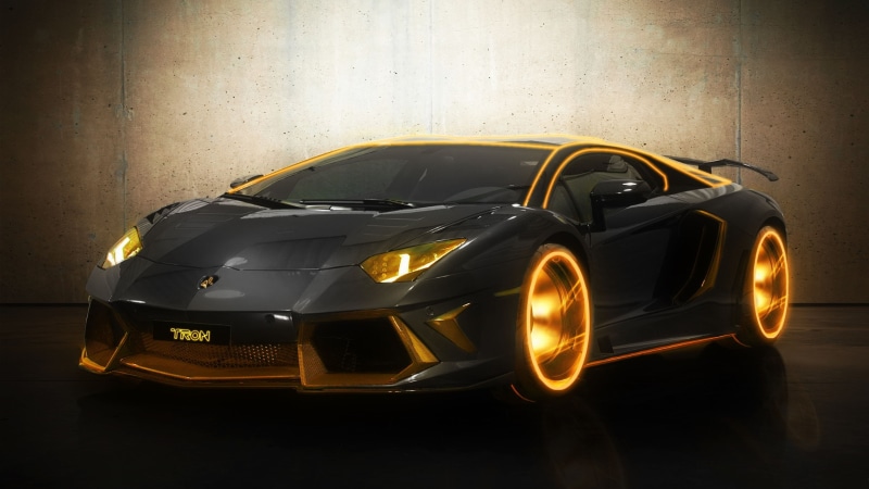 wealth, sports Car, engine, indoors, Lamborghini, illuminated, technology, sports Race, Tron: Legacy, power, motor Vehicle, sport, motorsport, studio shot