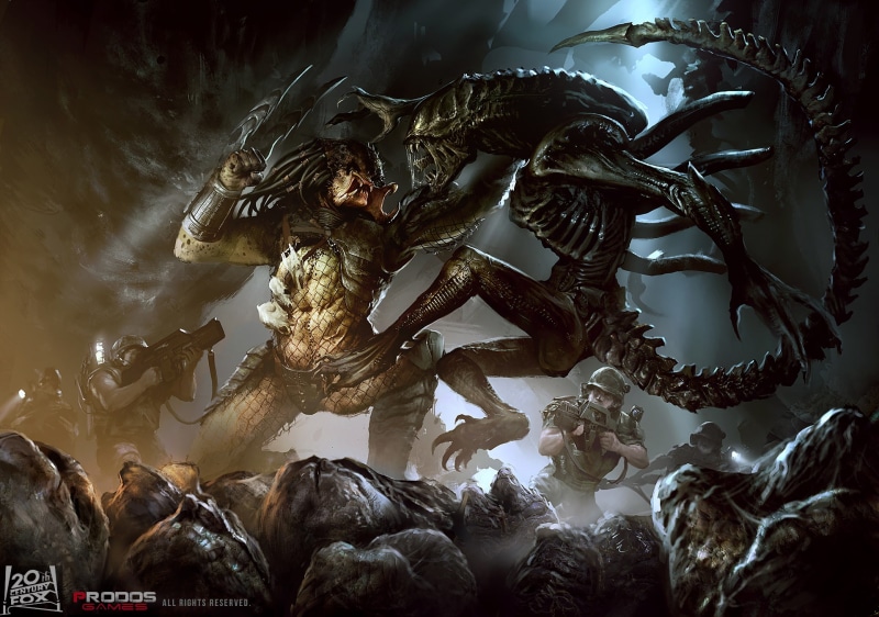 xenomorph, 1080P, Predator, aliens, soldiers, avp, art, Alien, Alien vs Predator, marines, giger