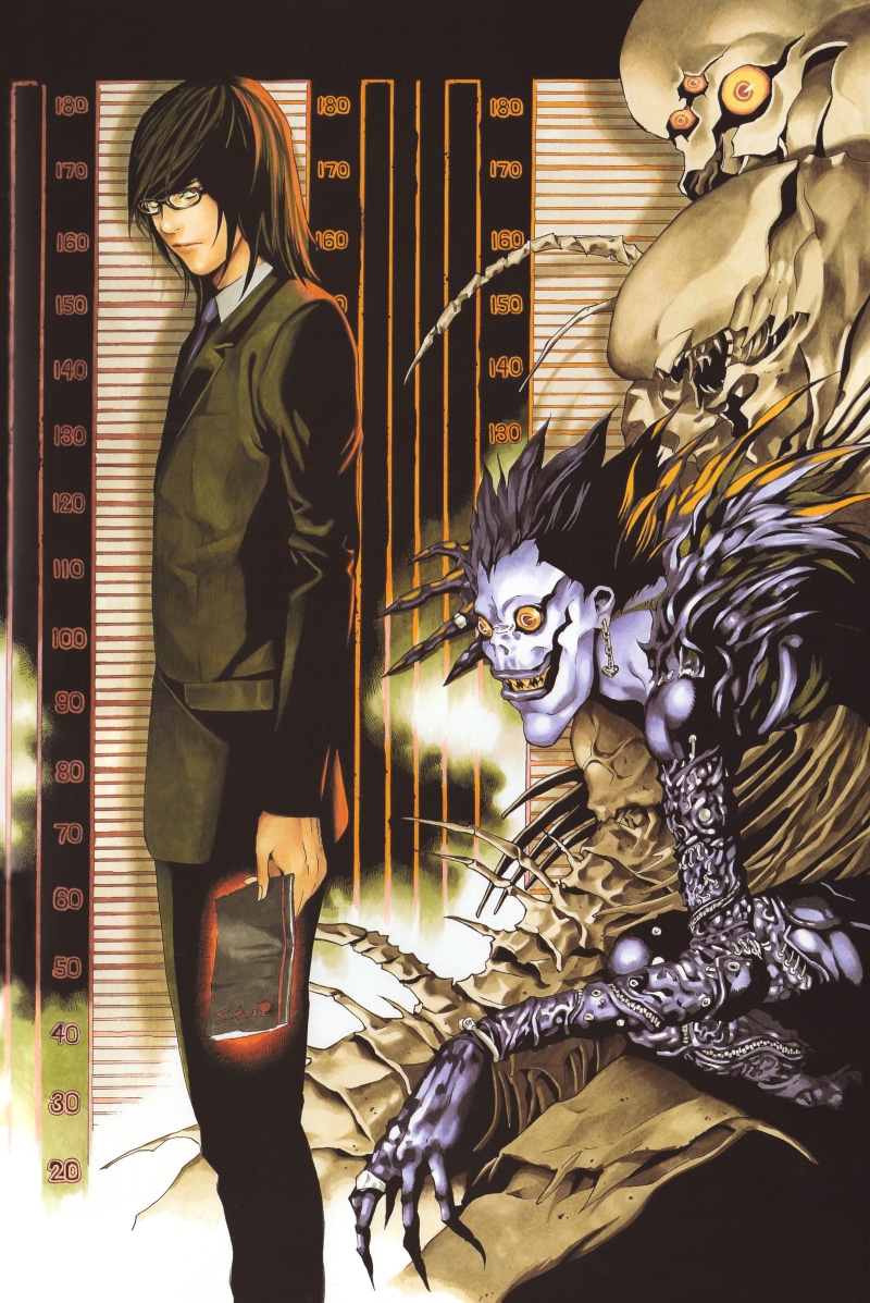 4K, gold colored, haired, representation, women, black, standing, craft, clothing, Death Note, occupation, Ryuk, human representation, male likeness