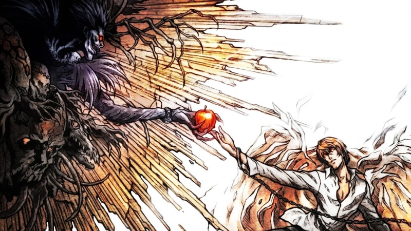 Yagami Light, The Creation of Adam, parody, anime, Death Note, 2K, Ryuk