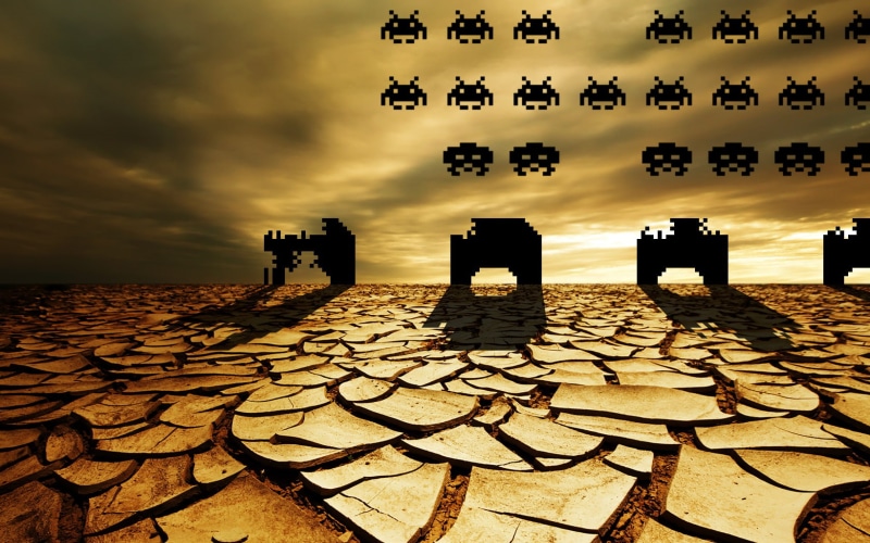 space, invaders, classic, desert, 720P, atari, landscapes, cracked