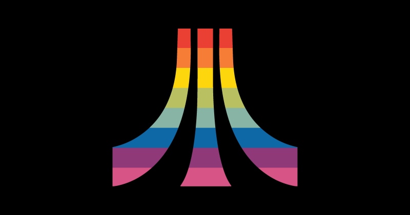 logo, Ahoy, 4K, Atari, minimalism, brands, rainbows