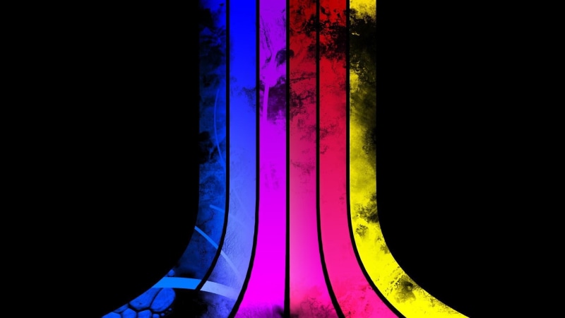 water, black background, multi colored, indoors, red, nature, illuminated, close-up, window, copy space, yellow, atari, pattern, night, nightlife, studio shot