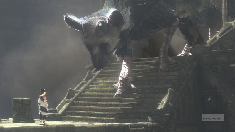 animal wildlife, animals in the wild, domestic animals, mammal, Video Game, one animal, vertebrate, The Last Guardian, staircase, pets, day, architecture