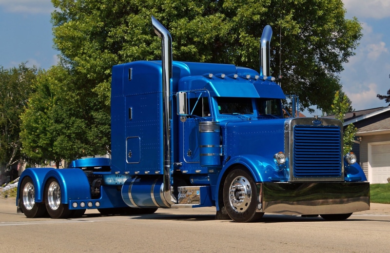 Truck, Street, Blue, Peterbilt, 1080P