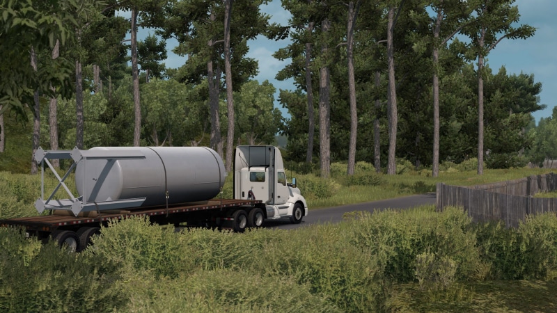 environment, mode of transportation, trucks, transportation, land, forest, outdoors, tree, day, semi-truck, nature, grass, green color, growth, truck, field