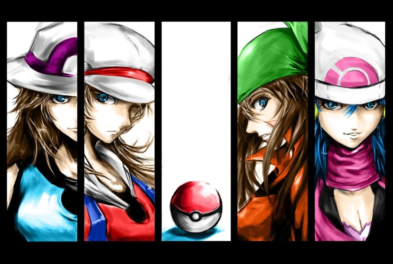Pokémon, May (pokemon), anime, collage, Sapphire (character), anime girls, 720P, Poké Balls