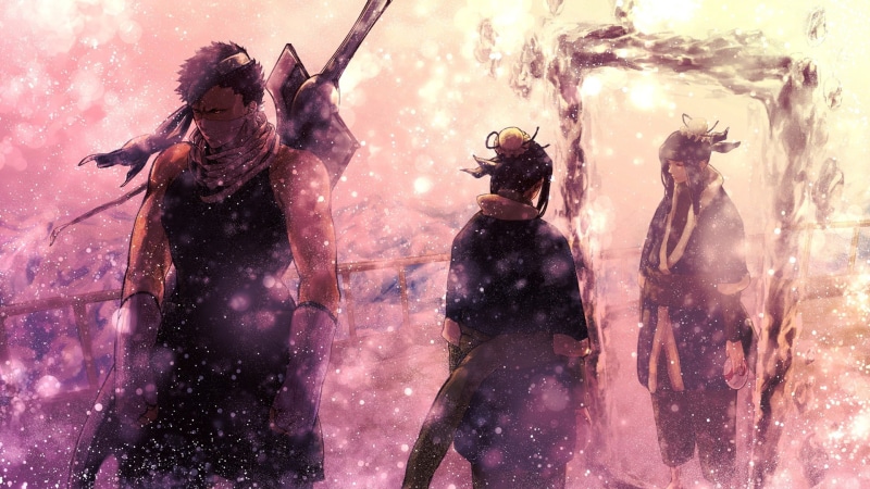 Haku, Naruto Shippuuden, mirror, Momochi Zabuza, 1080P, cherry blossom