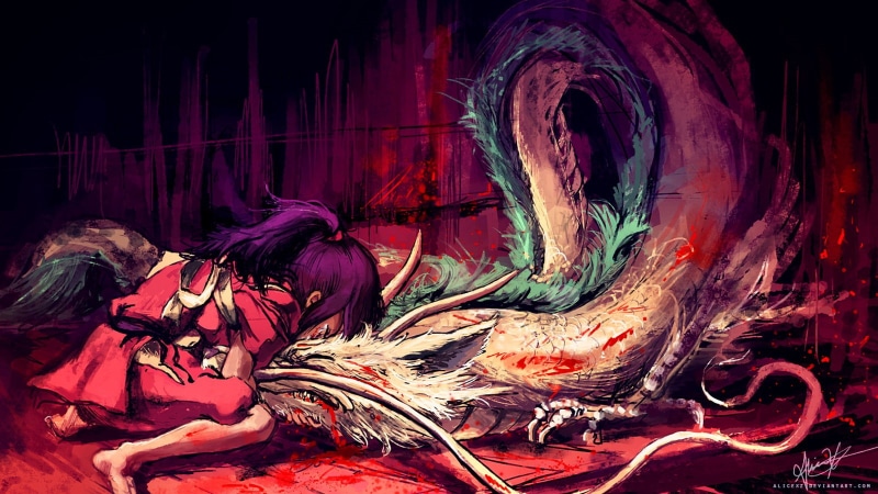 tears, dragon, blood, Haku, Spirited Away, 720P