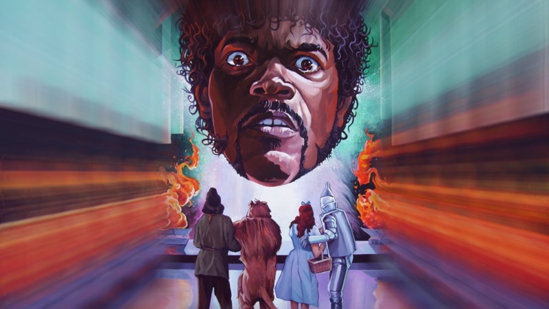 evil, spooky, looking at camera, young men, men, young adult, human body part, portrait, 1080P, people, motion, fear, males, adult, movies the wizard of oz artwork pulp fiction crossover samuel l_ jackson