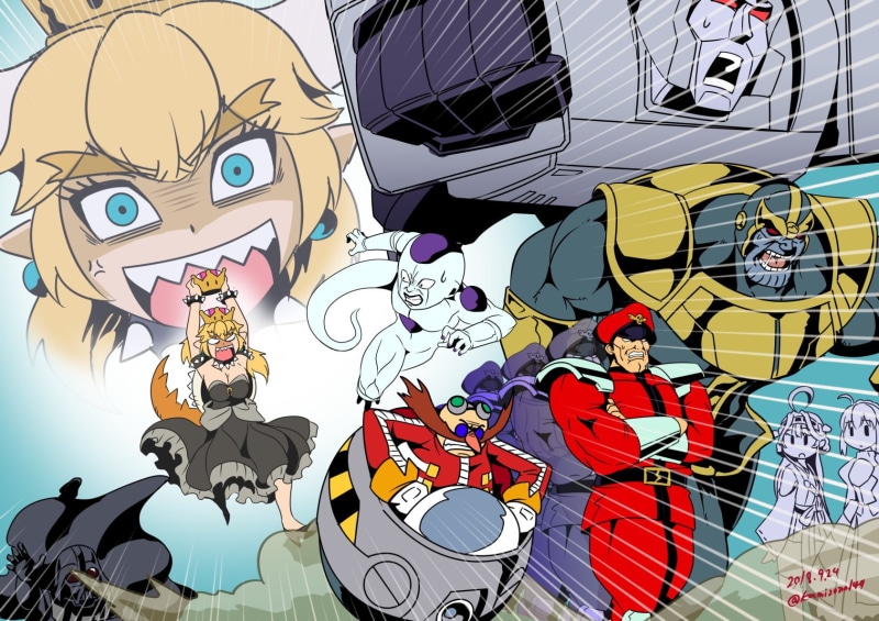 crossover, Thanos, Transformers, Sonic the Hedgehog, Doctor Robotnik, Megatron, Dr. Robotnik, anime, anime girls, mario (series), Saber (Fate/Grand Order)