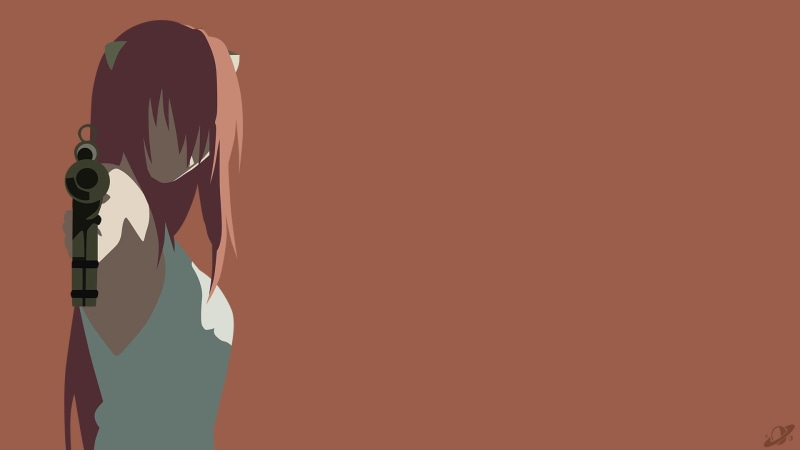 Animal Ears, Red Hair, Lucy (Elfen Lied), 1080P, Weapon, Gun, Minimalist, Elfen Lied, Anime