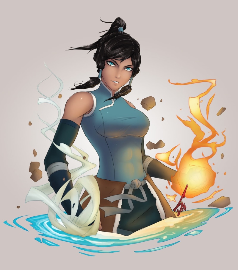 indoors, lifestyles, standing, young adult, Korra, beautiful woman, portrait, studio shot, The Legend of Korra, clothing, serious, black hair, fashion