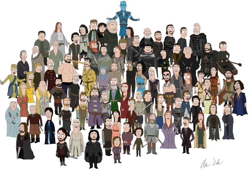 Bronn (Game of Thrones), Jorah Mormont, Jaime Lannister, Balon Greyjoy, Gregor Clegane, Viserys Targaryen, Petyr Baelish, Rodrik Cassel, Hodor (Game of Thrones)