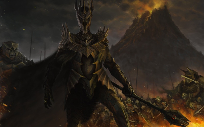 focus on foreground, plant part, art and craft, cloud - sky, leaf, representation, 2K, digital composite, day, sauron the lord of the rings, plant, human representation