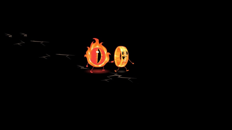 orange color, light - natural phenomenon, the lord of the rings rings the eye of sauron minimalism humor, representation, dark, black background, 1080P