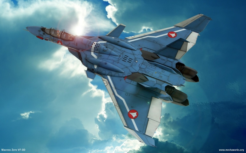 mecha, Clouds, Blue, vf, hd, anime, 1080P, Macross Zero, art, Macross, d