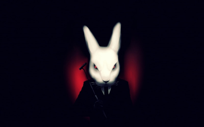 black background, tv series, animal, studio shot, misfits, mask, animal themes, domestic, spooky, evil, front view, animal body part, animal representation