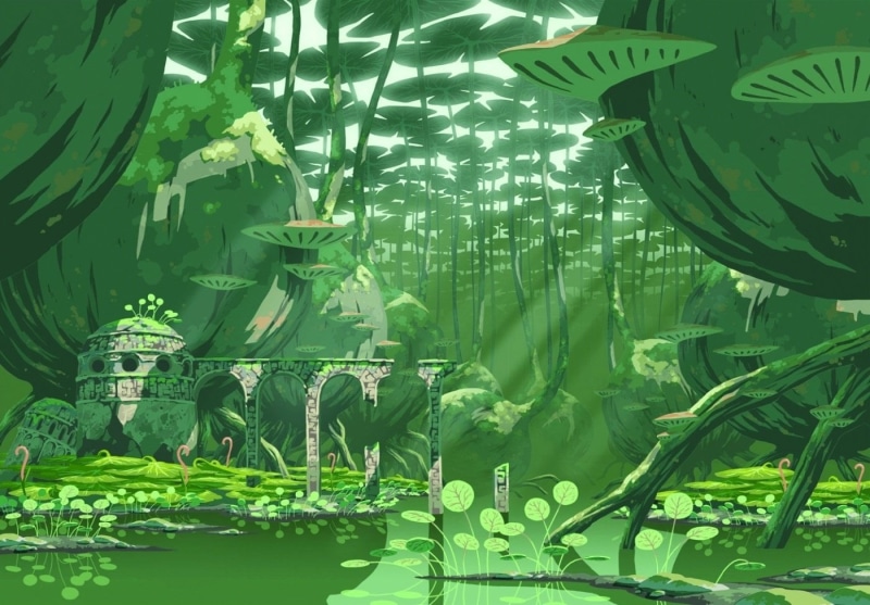 illustration, day, water, green color, no people, plant, castle, animal wildlife, animal themes, animal representation, animal, 720P, gray, tank, lake