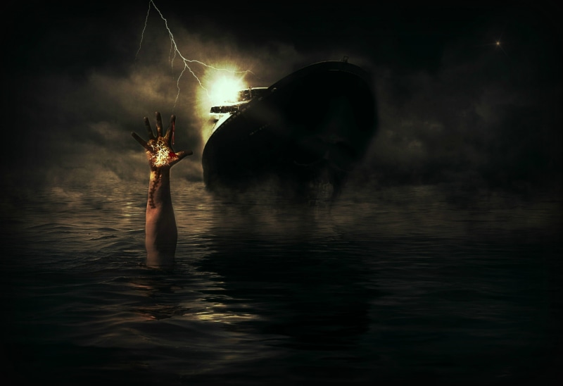 thunderstorm, real people, arms raised, lake, arts culture and entertainment, reflection, atmosphere, flashes, surreal, nature, one person, fantasy, hand