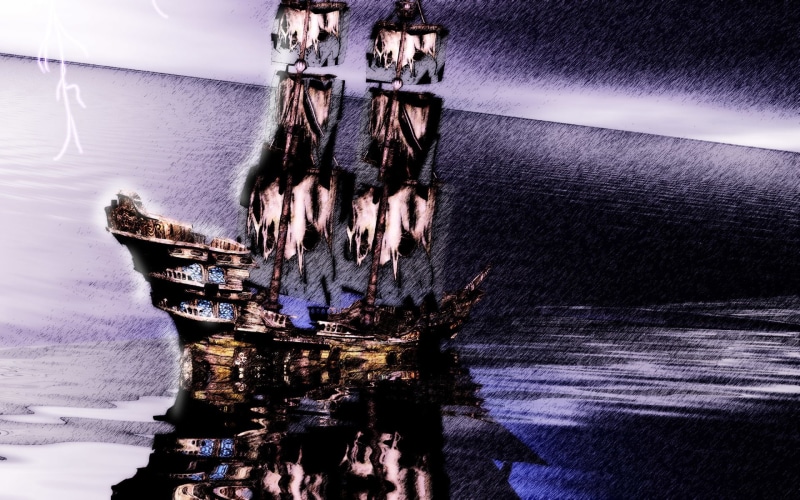 Ghost, Scary, Dark, Purple, 1080P, Ship, Spooky
