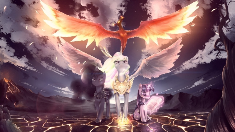little, unicorns, Twilight Sparkle, celestia, princess, my little pony, princess celestia, 1080P, moon, Phoenix, sparkle, art, space, moons, pony, twilight