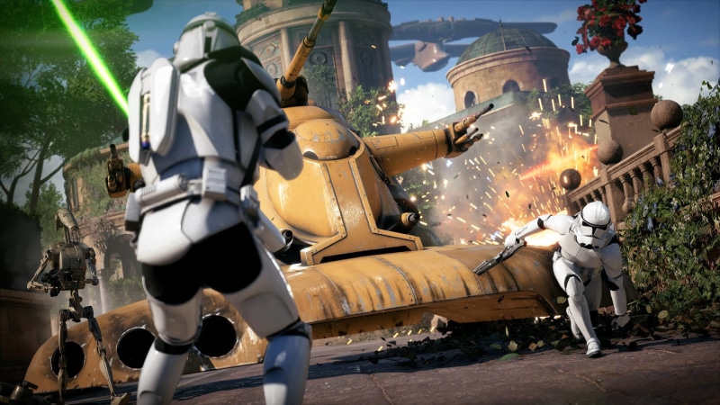 motion, two people, outdoors, military, airplane, helmet, mode of transportation, 1080P, Sci Fi, Star Wars Battlefront II (2017), nature, protection, transportation