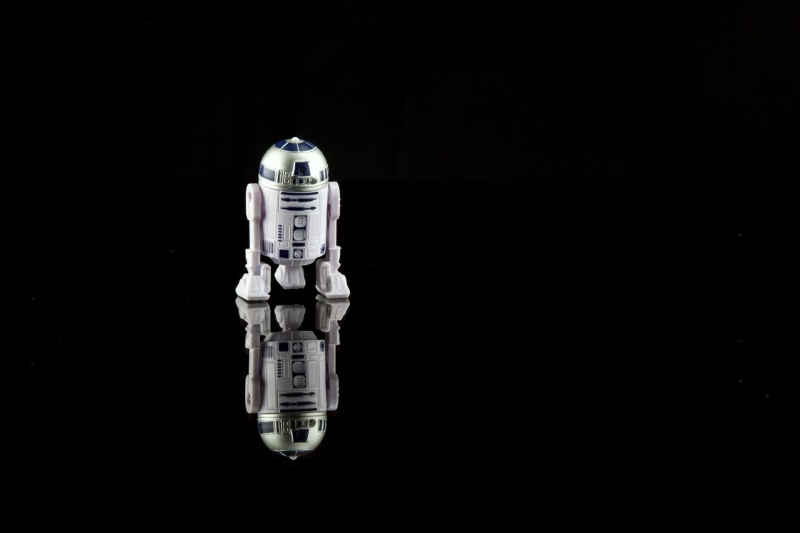 cut out, security, lighting equipment, sign, nature, studio shot, 1080P, technology, Toy, illuminated, rear view, R2-D2, black background, indoors, exploration