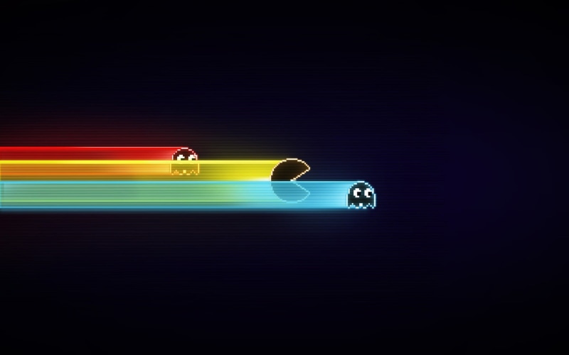 blurred motion, lighting equipment, equipment, Pacman, illuminated, 1080P, design, motion, number, multi colored, glowing, backgrounds, shape, light - natural phenomenon