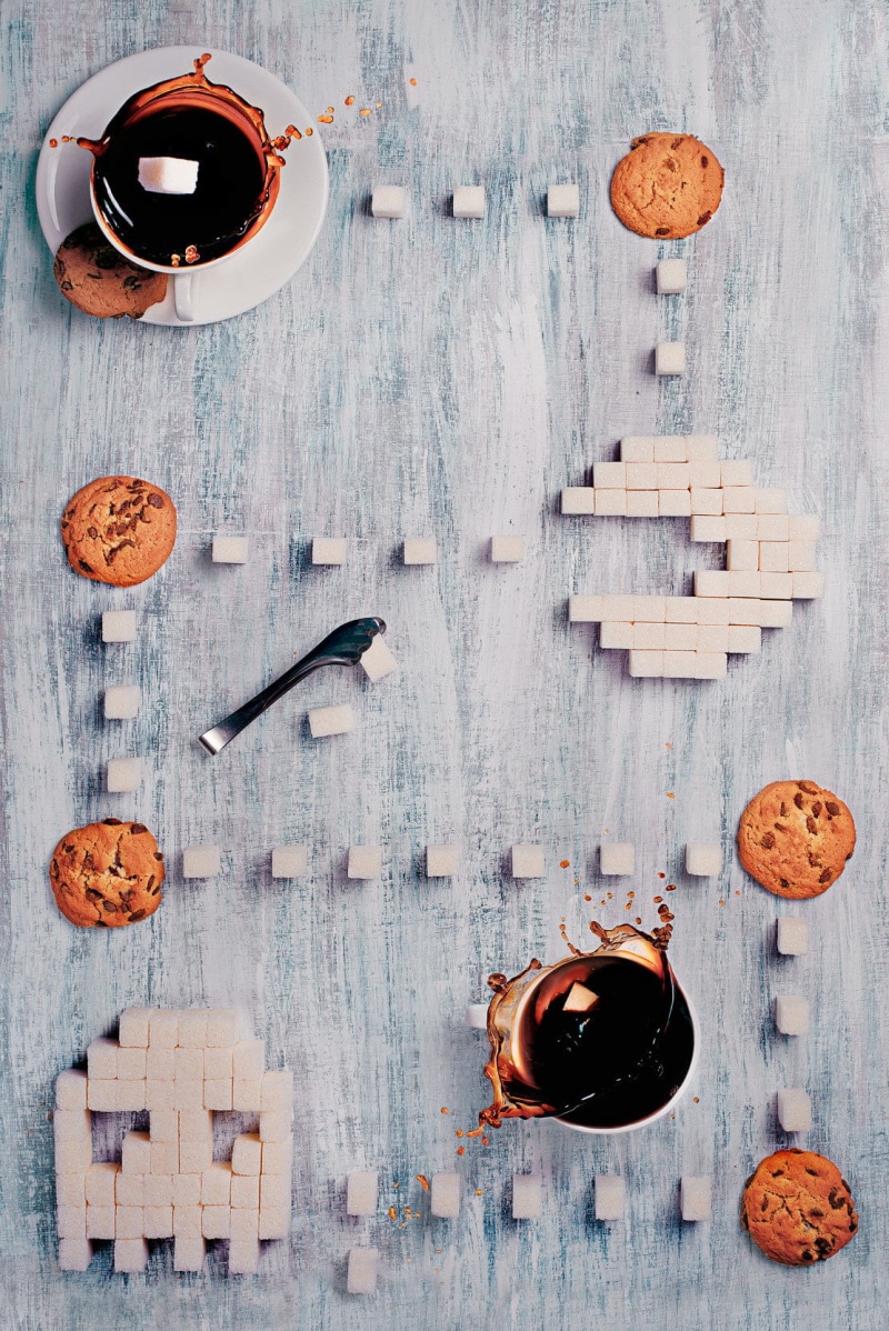 eating utensil, crockery, 720P, spoon, food, healthy eating, high angle view, cup, drink, table, freshness, snack, Pacman, no people, directly above, studio shot