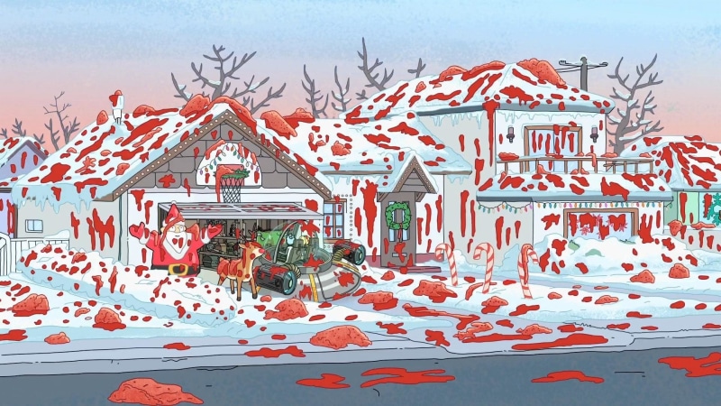 1080P, Snow, TV Show, Santa Claus, Rick and Morty, Morty Smith, Space Cruiser (Rick and Morty), Rick Sanchez, Christmas