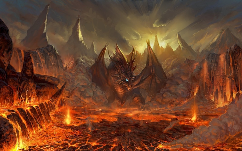 dragon, Lineage II, Valakas, 2K, lava, fantasy art, video games
