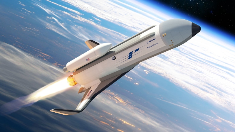 Phantom Express, orbit, planet, flight, 2K, spaceship, art, Spaceplane, stars, Boeing