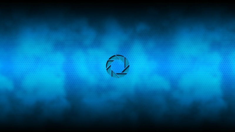 blue, close-up, digital composite, connection, blue background, window, Aperture Laboratories, single object, loading, selective focus, indoors, business