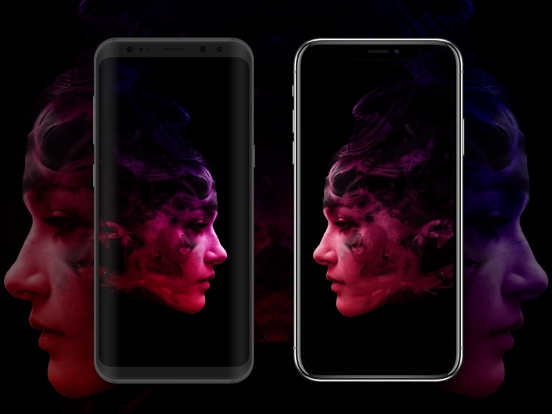 midnight, galaxy, communication, 1080P, smoke - physical structure, two objects, two, indoors, modern, multiple image, wireless technology, purple, people