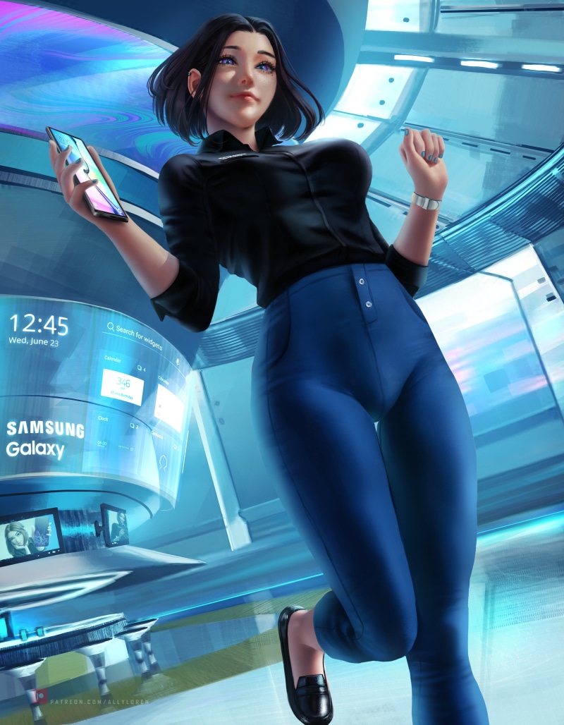 Ally Loren, illustration, Sam (Samsung virtual assistant), artwork, fan art, digital art, Samsung, 4K, women, fantasy art, fantasy girl, drawing