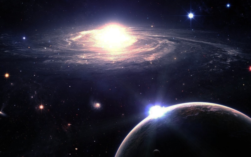 galaxy, estrelas, planeta, 2K