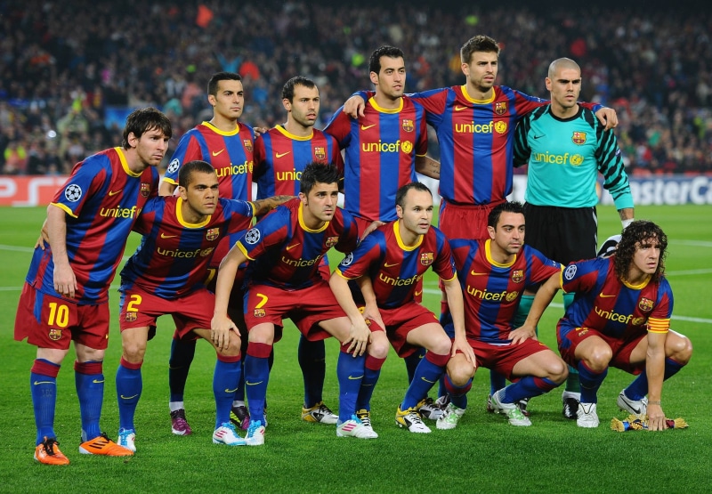 event, muscular Build, lifestyles, young Adult, ball, playing Field, professional Sport, teamwork, fc barca, outdoors, men, champions league, red, smiling