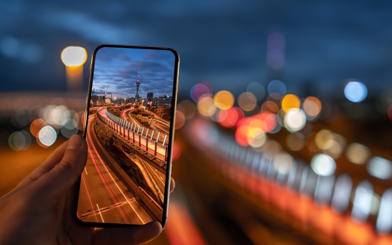 outdoors, lighting equipment, sky, close-up, dusk, nature, sunset, lens flare, street, digital composite, technology, smartphone, cityscape, New Zealand