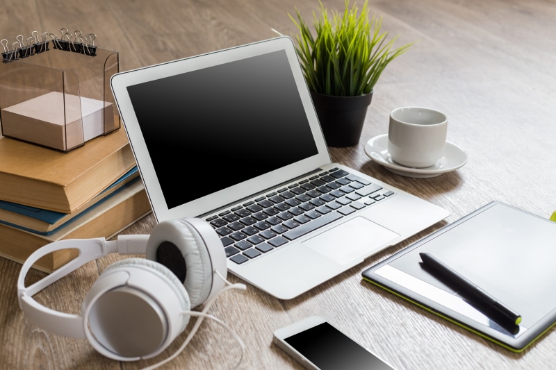 Coffee, Phone, 5K, Flower, Headphones, Technique, Laptop