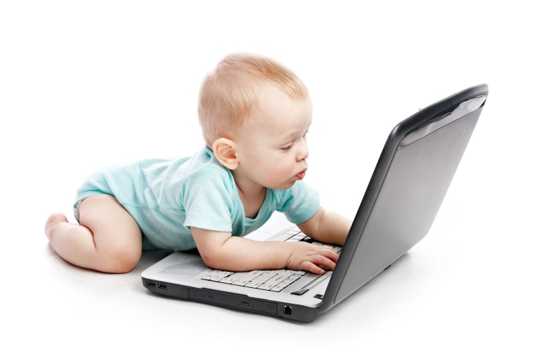 tech, baby, laptop, 2K, boy, cute boy, funny baby