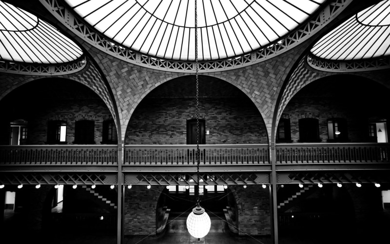 fireplace, architecture, black, ornate, day, bridge, Berkeley, outdoors, lights, tourism, travel, building exterior, bricks, ceiling, railing, university