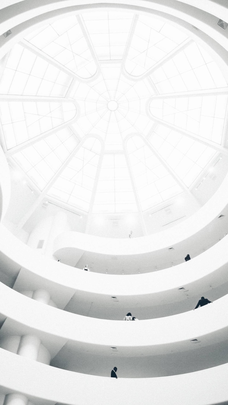 low angle view, geometric shape, skylight, architecture, dome, unrecognizable person, architectural column, modern, pattern, ceiling, government, curve