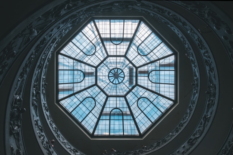 no people, photography, ceiling, vatican, fractal, 5K, ornate, octagon, art, dome, built structure, building, directly below, vatican city, pattern, stained glass