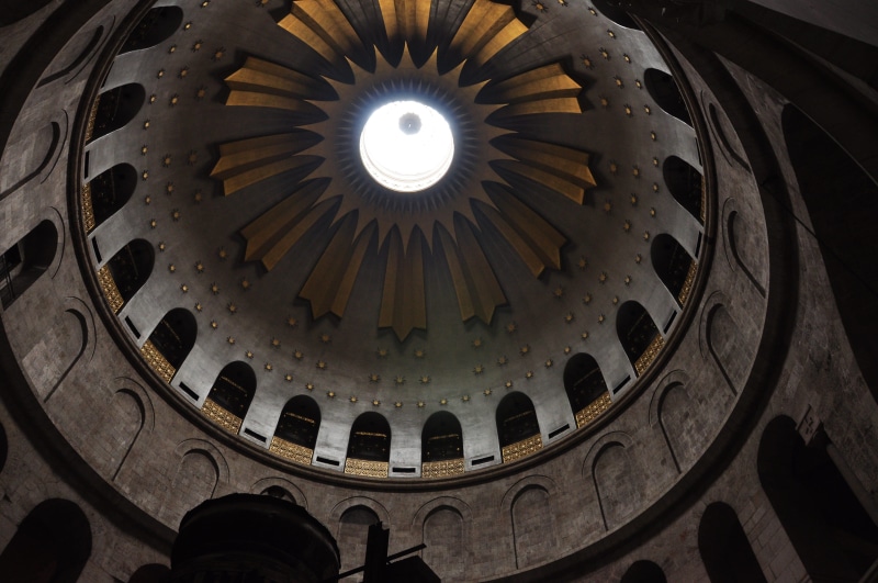 column, indoors, floor, church of the holy sepulchre, ornate, window, spirituality, corridor, belief, low angle view, ceiling, campus, 4K, archaeology