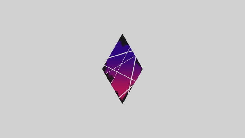 outdoors, design, faded, studio shot, white background, geometric shape, purple, triangle shape, rhombus, rectangle, mid-air, line art, minimalism, single object