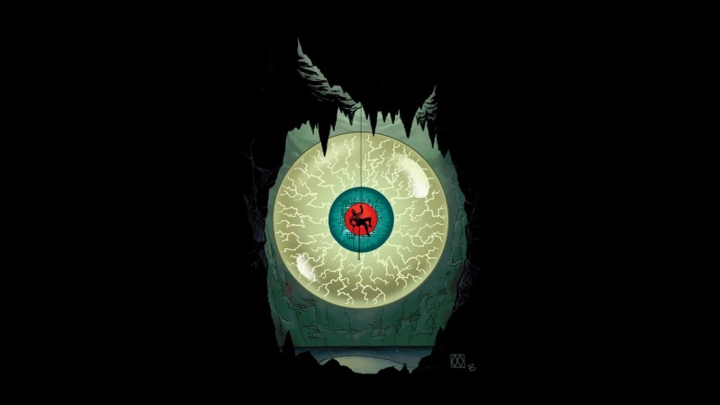 copy space, DC Comics, geometric shape, human representation, lighting equipment, studio shot, craft, Cave Carson Has a Cybernetic Eye, close-up