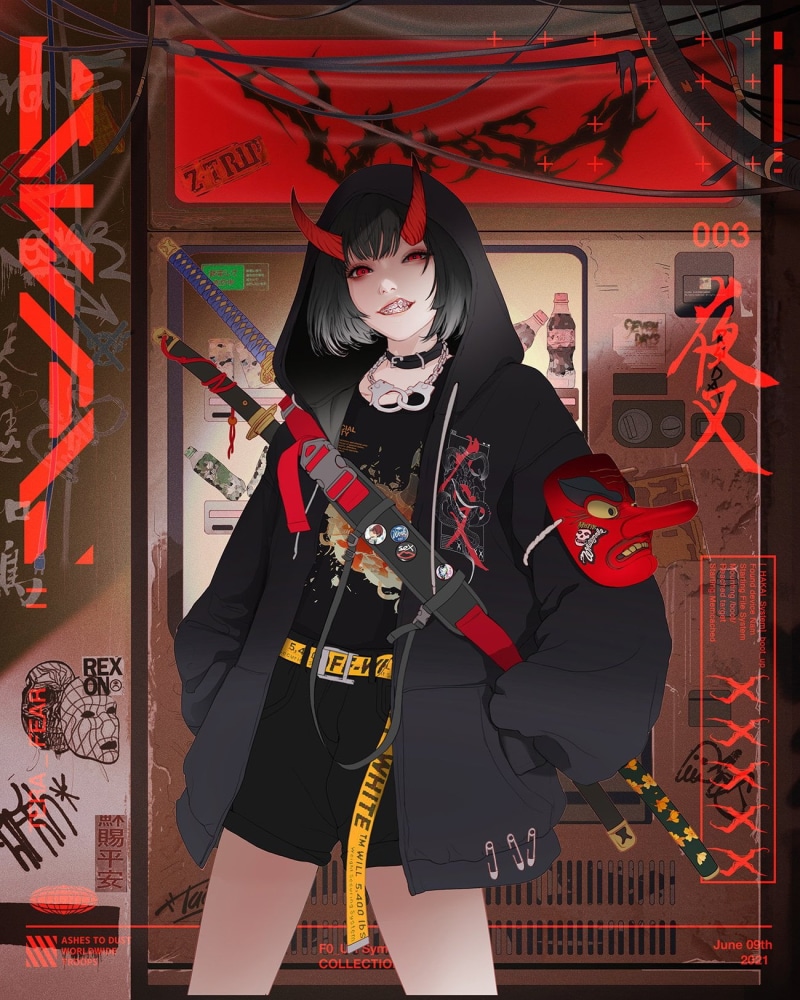 cyberpunk, cybernetics, Gharliera, 720P, school uniform, anime girls